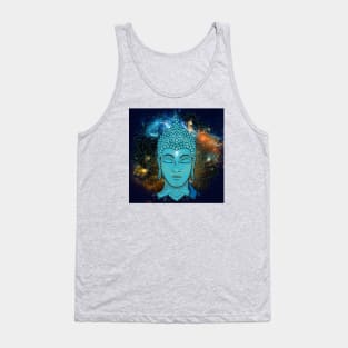 Buddha in the Galaxy Blue Face (background) Tank Top